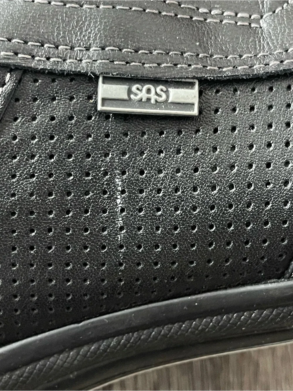 SAS | Sporty Lux Black Leather Tennis Shoe Sneaker Perforated Mesh Comfort